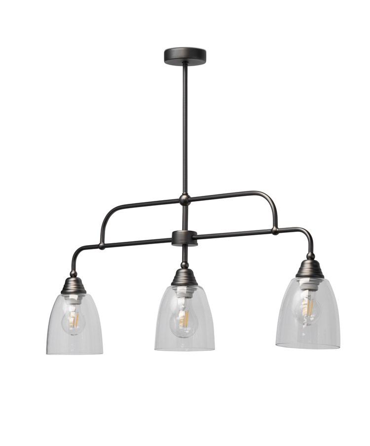 Tripoli 3 Light Bar Pendant Ceiling Light with Clear Glass Shades Tripoli 3 Light Bar Pendant Ceiling Light with Clear Glass Shades