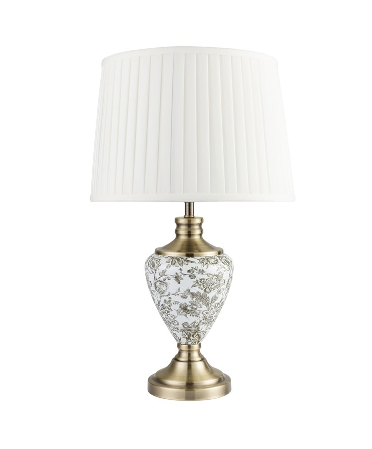 Hepburn Large Ceramic Table Lamp with Cream Gold Shade - Gold Print & Brass Hepburn Large Ceramic Table Lamp with Cream Gold Shade - Gold Print & Brass