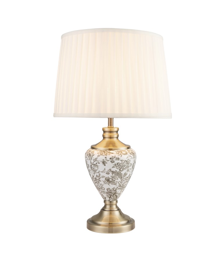 Hepburn Large Ceramic Table Lamp with Cream Gold Shade - Gold Print & Brass Hepburn Large Ceramic Table Lamp with Cream Gold Shade - Gold Print & Brass