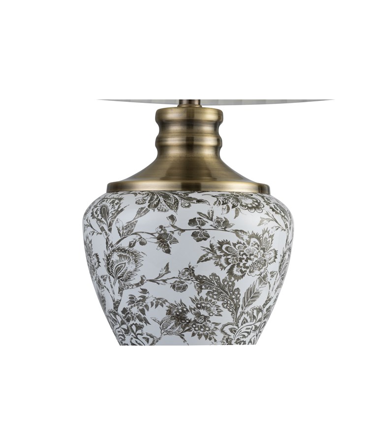 Hepburn Large Ceramic Table Lamp with Gold Lined Shade - Gold Print & Brass Hepburn Large Ceramic Table Lamp with Gold Lined Shade - Gold Print & Brass