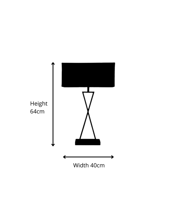 Large X Style Modern Rectangle Statement Table Lamp with Grey Shade - Black Large X Style Modern Rectangle Statement Table Lamp with Grey Shade - Black