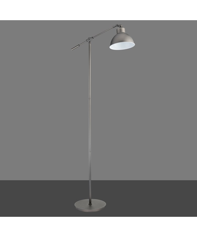 Cantilever Industrial Style Floor Lamp with Metal Shade - Pewter Grey Cantilever Industrial Style Floor Lamp with Metal Shade - Pewter Grey