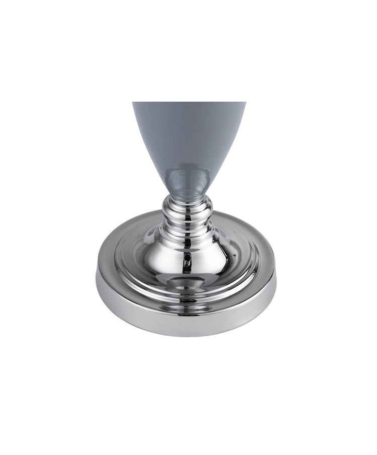 Malham Large Classic Ceramic Table Lamp with Shade - Grey and Satin Silver Malham Large Classic Ceramic Table Lamp with Shade - Grey and Satin Silver