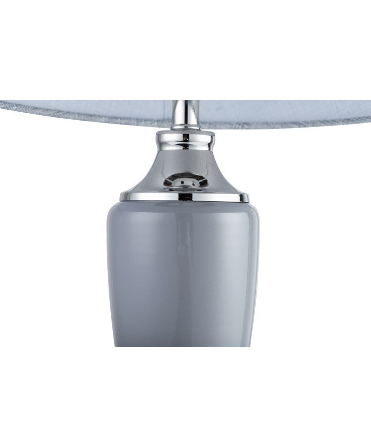 Malham Large Classic Ceramic Table Lamp with Shade - Grey and Satin Silver Malham Large Classic Ceramic Table Lamp with Shade - Grey and Satin Silver