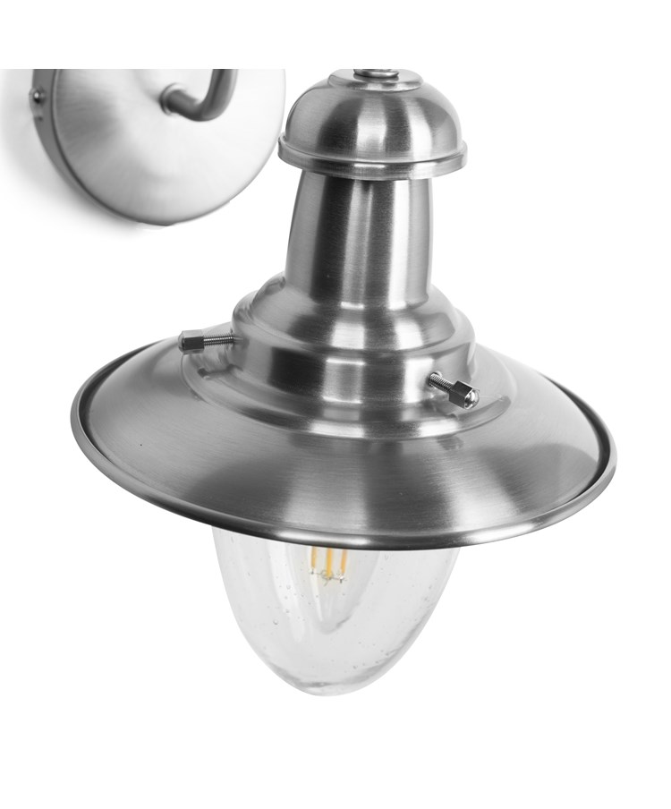 Fisherman Style Unswitched Wall Light - Satin Silver with Seeded Glass Shades Fisherman Style Unswitched Wall Light - Satin Silver with Seeded Glass Shades