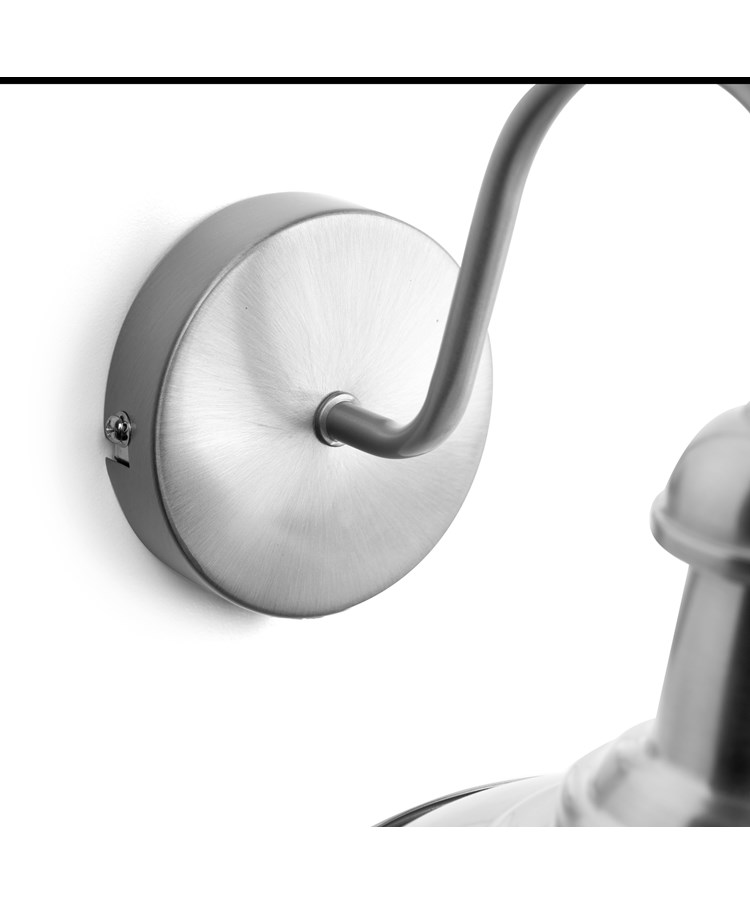 Fisherman Style Unswitched Wall Light - Satin Silver with Seeded Glass Shades