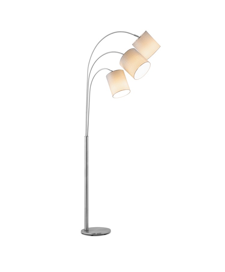3 Head Arc Adjustable Floor Lamp with Grey Linen Shades Modern Design 3 Head Arc Adjustable Floor Lamp with Grey Linen Shades Modern Design