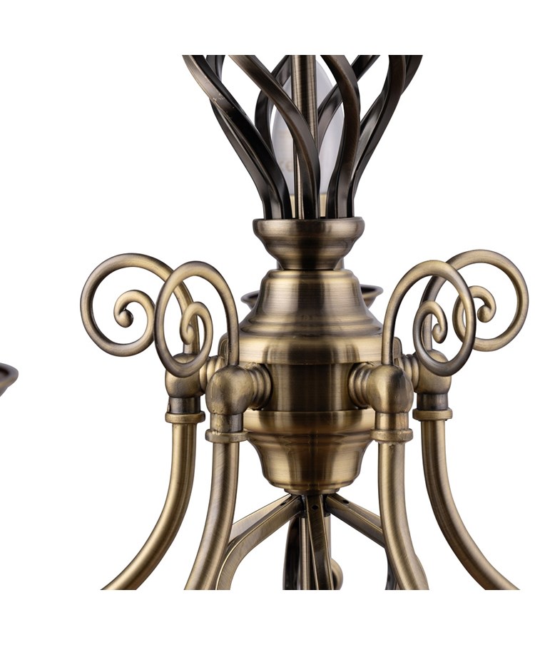 Kingswood 5 Light Ceiling Light with Alabaster Glass Shades - Antique Brass Kingswood 5 Light Ceiling Light with Alabaster Glass Shades - Antique Brass