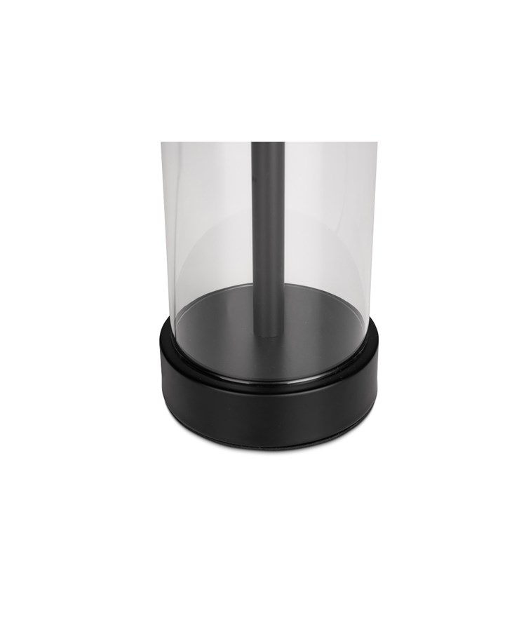 Arezo Black Glass Cylinder Table Lamp CW Gold Lined Black Shade Arezo Black Glass Cylinder Table Lamp CW Gold Lined Black Shade