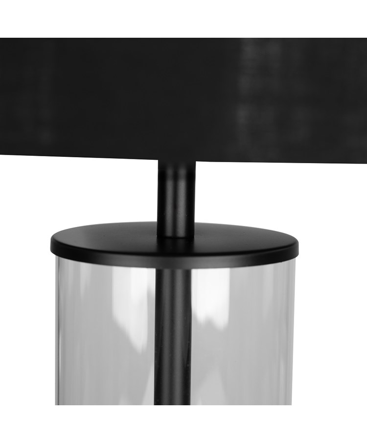 Arezo Black Glass Cylinder Table Lamp CW Gold Lined Black Shade Arezo Black Glass Cylinder Table Lamp CW Gold Lined Black Shade