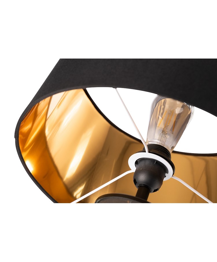 Arezo Black Glass Cylinder Table Lamp CW Gold Lined Black Shade Arezo Black Glass Cylinder Table Lamp CW Gold Lined Black Shade