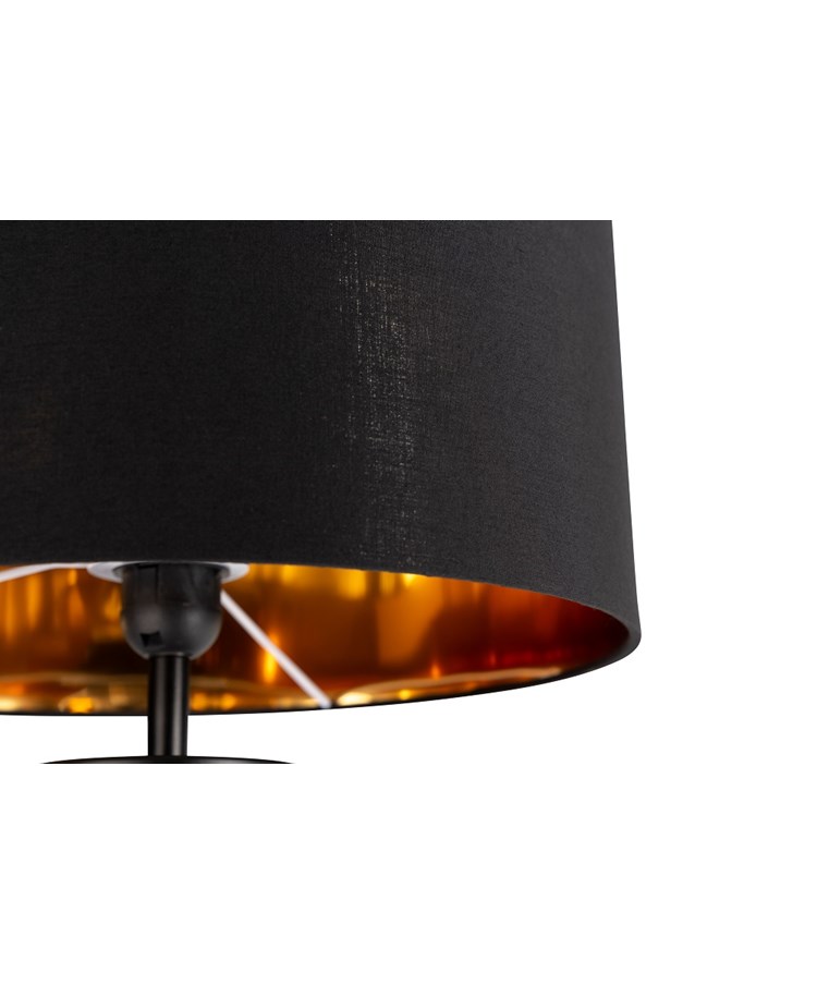 Arezo Black Glass Cylinder Table Lamp CW Gold Lined Black Shade Arezo Black Glass Cylinder Table Lamp CW Gold Lined Black Shade