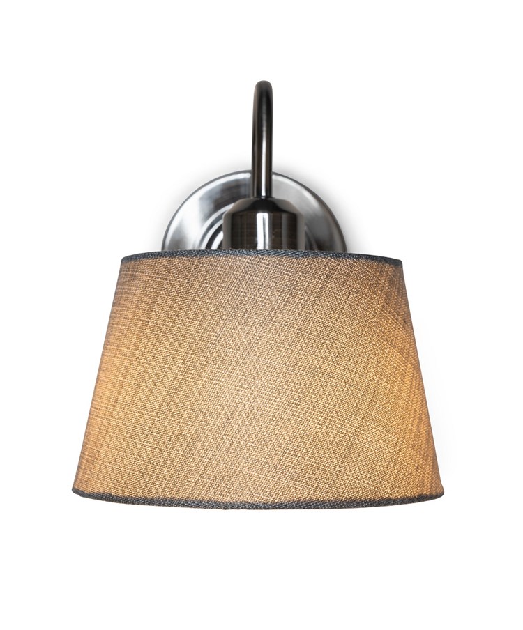 Korus Modern Silver Wall Light with Grey Drum Shade - Uplight/Downlight Korus Modern Silver Wall Light with Grey Drum Shade - Uplight/Downlight