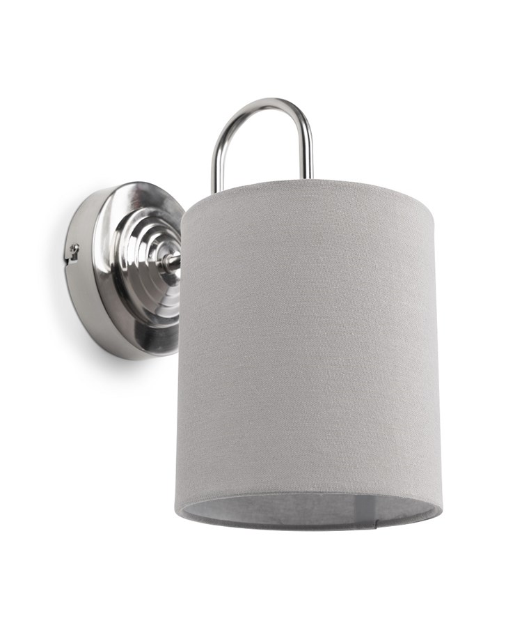Korus Modern Silver Wall Light With Grey Cylinder Shade Uplight Downlight Korus Modern Silver Wall Light With Grey Cylinder Shade Uplight Downlight