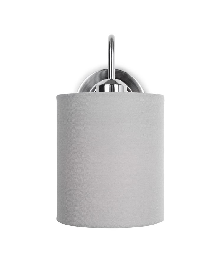 Korus Modern Silver Wall Light with Grey Cylinder Shade - Uplight/Downlight Korus Modern Silver Wall Light with Grey Cylinder Shade - Uplight/Downlight