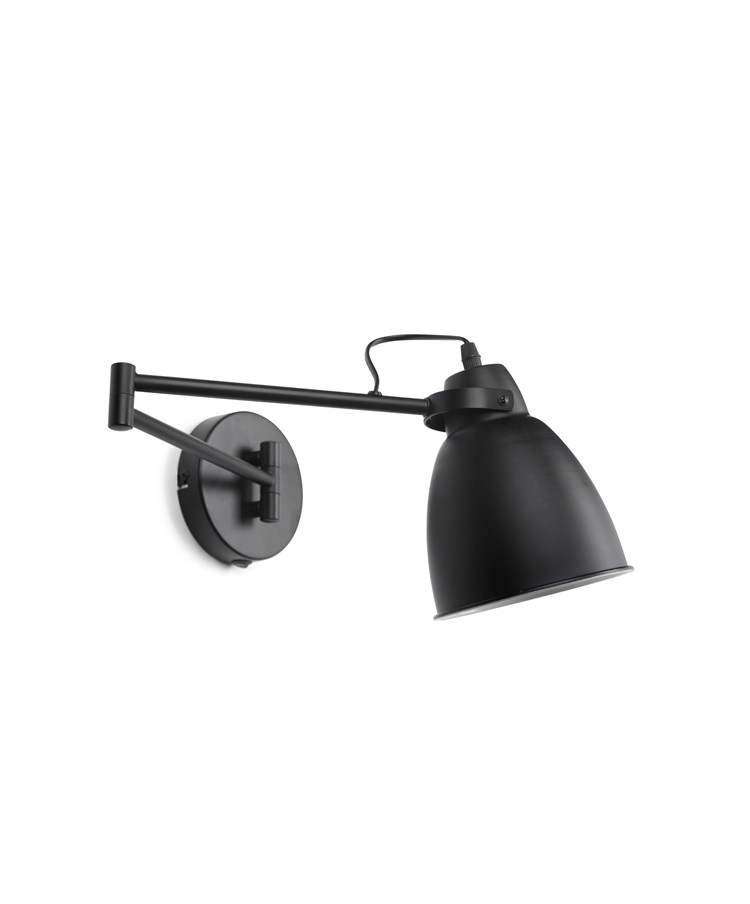 Noir Industrial Swing Arm Wall Light Black Adjustable with Rocker Switch Noir Industrial Swing Arm Wall Light Black Adjustable with Rocker Switch