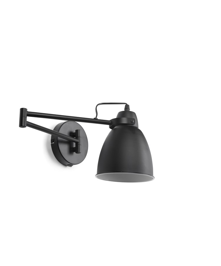 Noir Industrial Swing Arm Wall Light Black Adjustable with Rocker Switch Noir Industrial Swing Arm Wall Light Black Adjustable with Rocker Switch