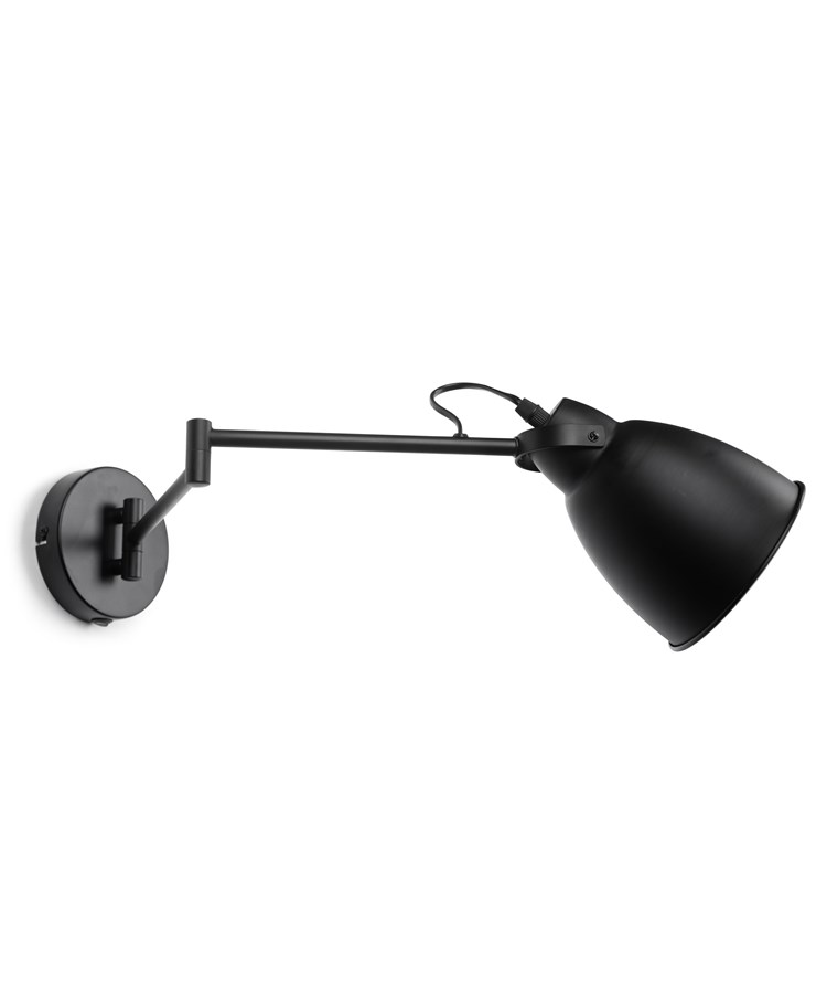 Noir Industrial Swing Arm Wall Light Black Adjustable with Rocker Switch Noir Industrial Swing Arm Wall Light Black Adjustable with Rocker Switch