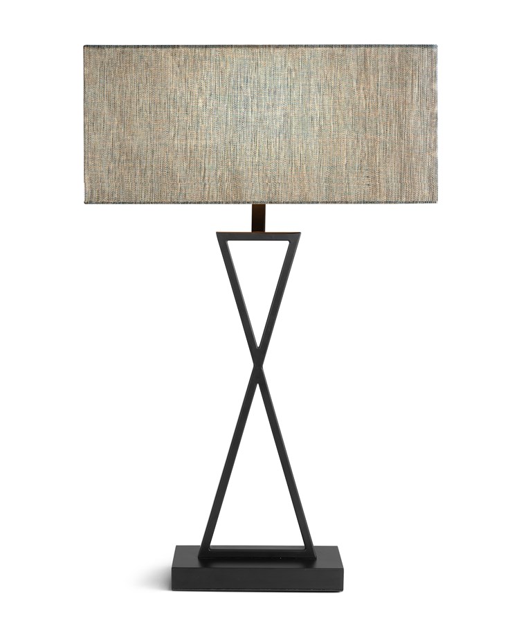 Large X Style Modern Rectangle Statement Table Lamp with Blue Shade - Black Large X Style Modern Rectangle Statement Table Lamp with Blue Shade - Black