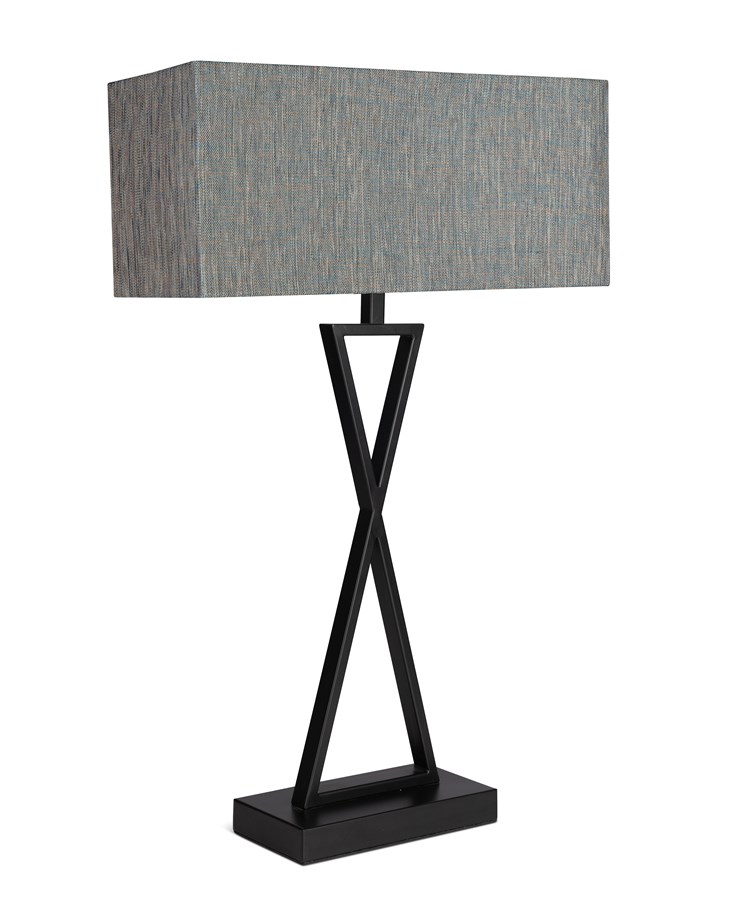 Large X Style Modern Rectangle Statement Table Lamp with Blue Shade - Black Large X Style Modern Rectangle Statement Table Lamp with Blue Shade - Black