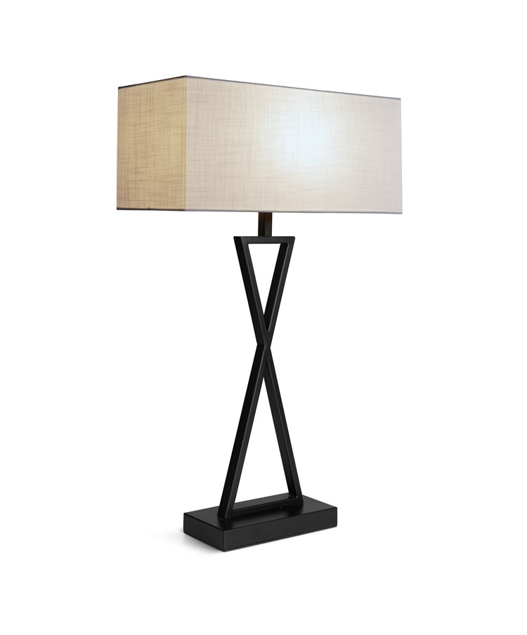 Large X Modern Rectangle Statement Table Lamp with Ivory White Shade - Black Large X Modern Rectangle Statement Table Lamp with Ivory White Shade - Black