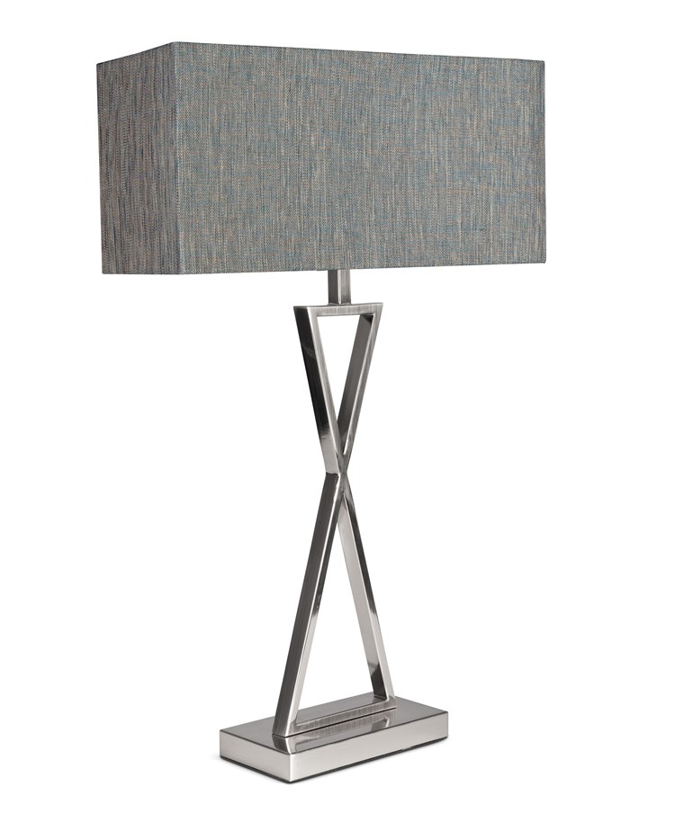 Large X Style Modern Rectangle Statement Table Lamp with Blue Shade - Silver Large X Style Modern Rectangle Statement Table Lamp with Blue Shade - Silver
