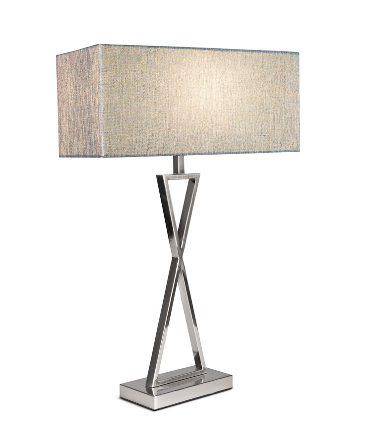 Large X Style Modern Rectangle Statement Table Lamp with Blue Shade - Silver Large X Style Modern Rectangle Statement Table Lamp with Blue Shade - Silver