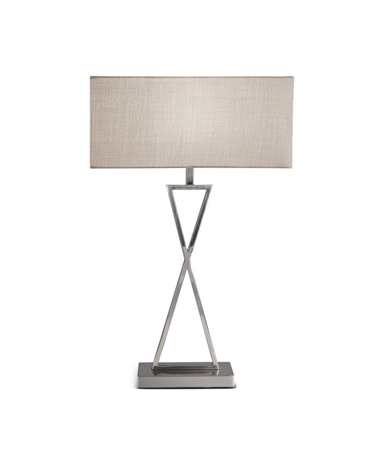 Large X Style Modern Rectangle Statement Table Lamp with Grey Shade - Silver Large X Style Modern Rectangle Statement Table Lamp with Grey Shade - Silver