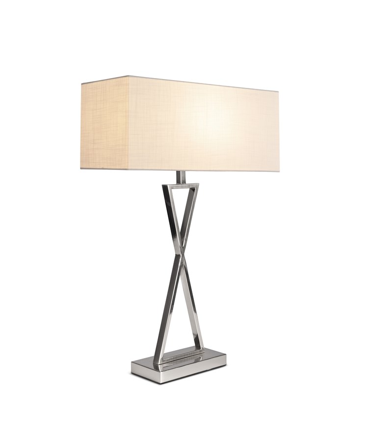 Large X Style Modern Rectangle Statement Table Lamp with Ivory Shade - Silver Large X Style Modern Rectangle Statement Table Lamp with Ivory Shade - Silver
