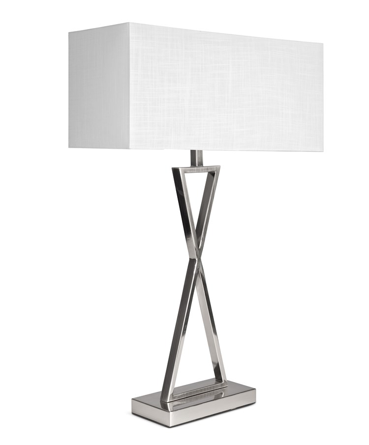 Large X Style Modern Rectangle Statement Table Lamp with Ivory Shade - Silver Large X Style Modern Rectangle Statement Table Lamp with Ivory Shade - Silver