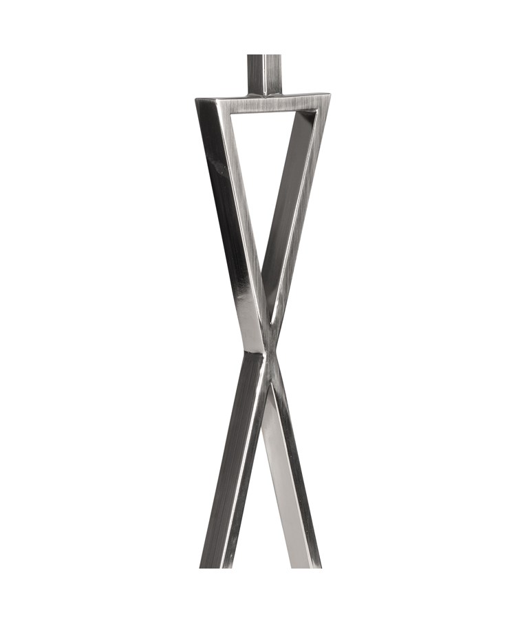 Large X Style Modern Rectangle Statement Table Lamp with Ivory Shade - Silver Large X Style Modern Rectangle Statement Table Lamp with Ivory Shade - Silver