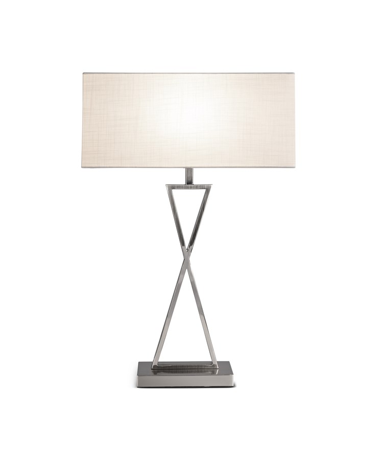Large X Style Modern Rectangle Statement Table Lamp with Ivory Shade - Silver