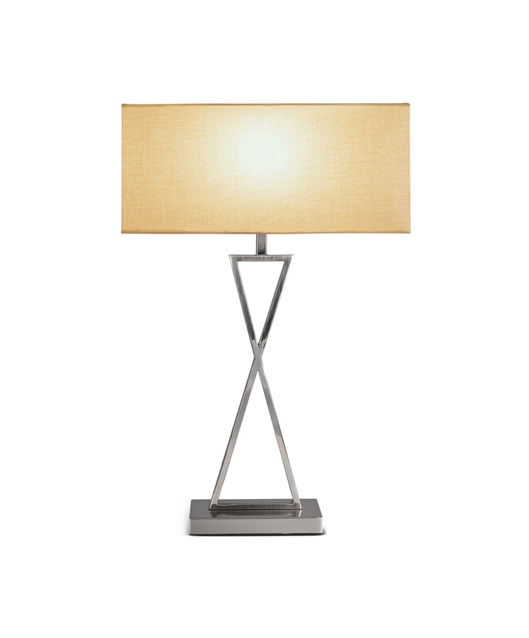 Large X Style Modern Rectangle Statement Table Lamp with Natural Shade - Silver Large X Style Modern Rectangle Statement Table Lamp with Natural Shade - Silver