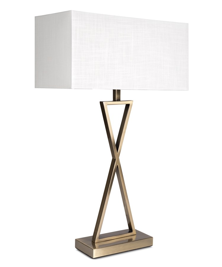 Large X Modern Rectangle Statement Table Lamp with Ivory Shade - Antique Brass Large X Modern Rectangle Statement Table Lamp with Ivory Shade - Antique Brass