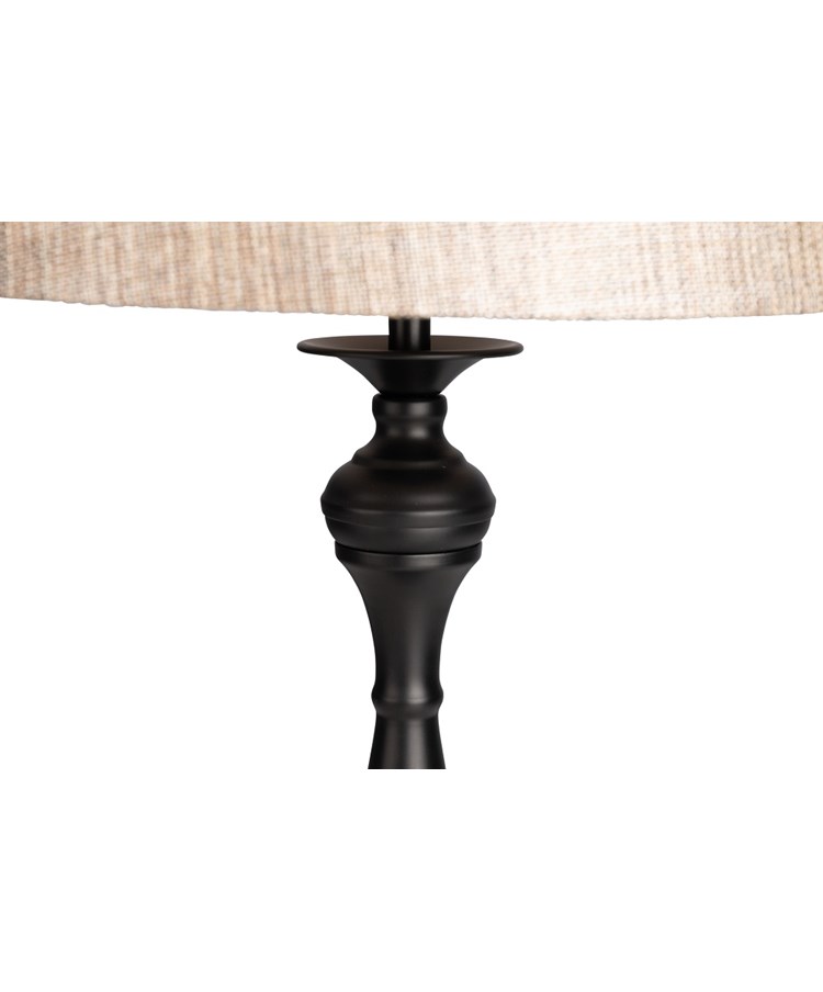 Messini Large Black Elegant Candlestick Table Lamp with Charcoal Gold Shade Messini Large Black Elegant Candlestick Table Lamp with Charcoal Gold Shade