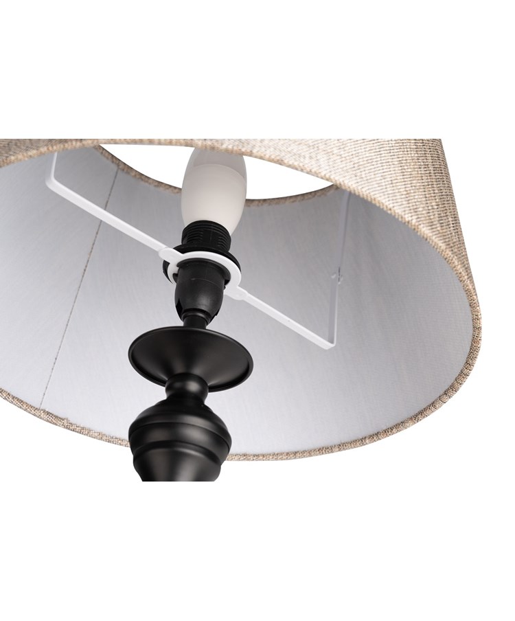 Messini Large Black Elegant Candlestick Table Lamp with Charcoal Gold Shade Messini Large Black Elegant Candlestick Table Lamp with Charcoal Gold Shade