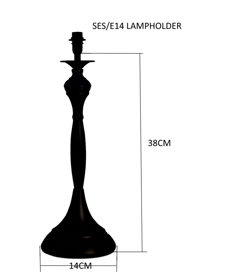 Messini Large Black Elegant Candlestick Table Lamp Base Only Messini Large Black Elegant Candlestick Table Lamp Base Only