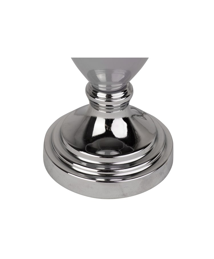 Malham Grey Ceramic Table Lamp with Ivory Pleated Shade - Modern Grey & Silver Malham Grey Ceramic Table Lamp with Ivory Pleated Shade - Modern Grey & Silver