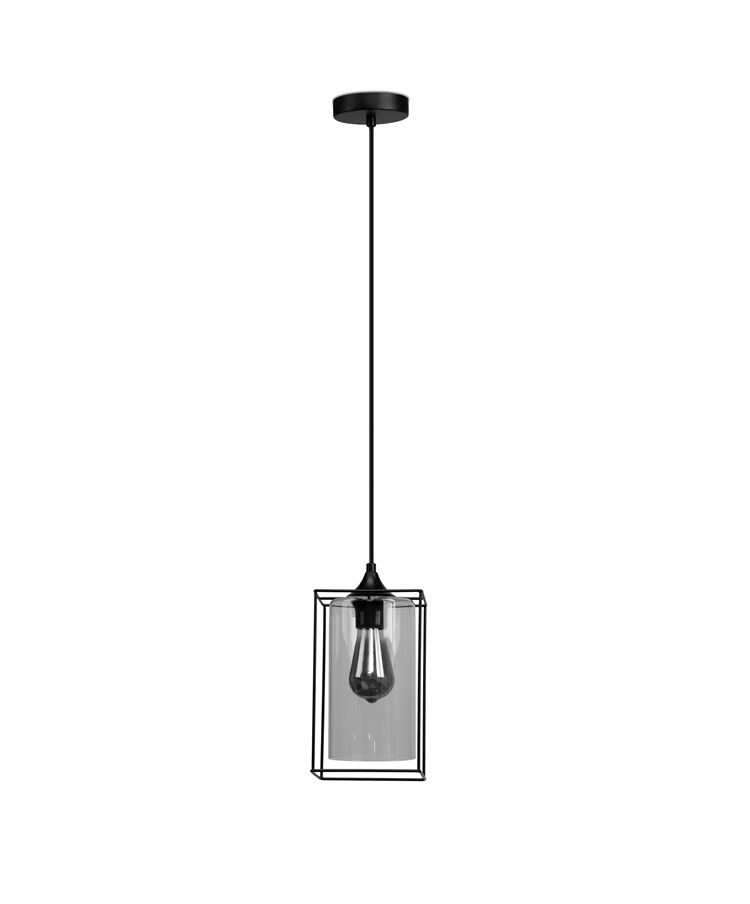 Kassel Matt Black Modern Designer Ceiling Pendant with Clear Glass Shade