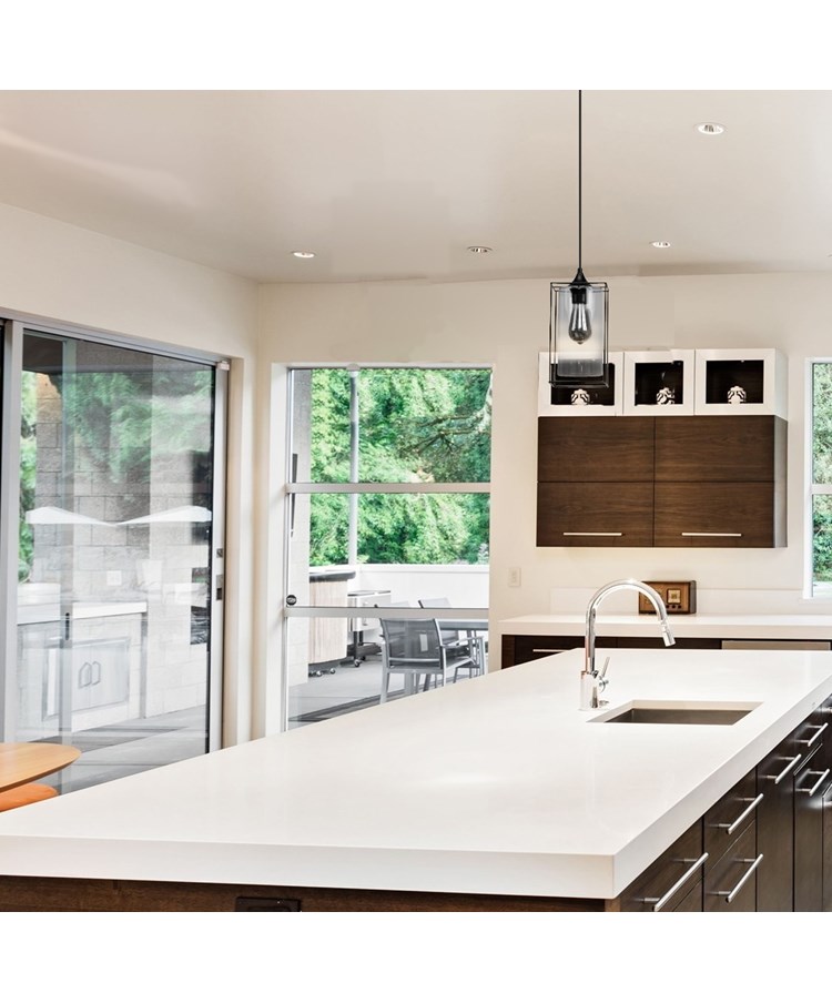 Kassel Matt Black Modern Designer Ceiling Pendant with Clear Glass Shade