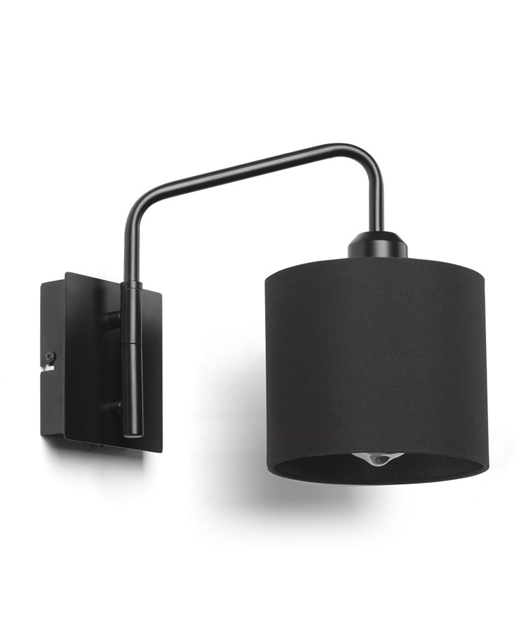 Stratton Matt Black Swing Arm Switched Wall Light with Matching Shade Stratton Matt Black Swing Arm Switched Wall Light with Matching Shade