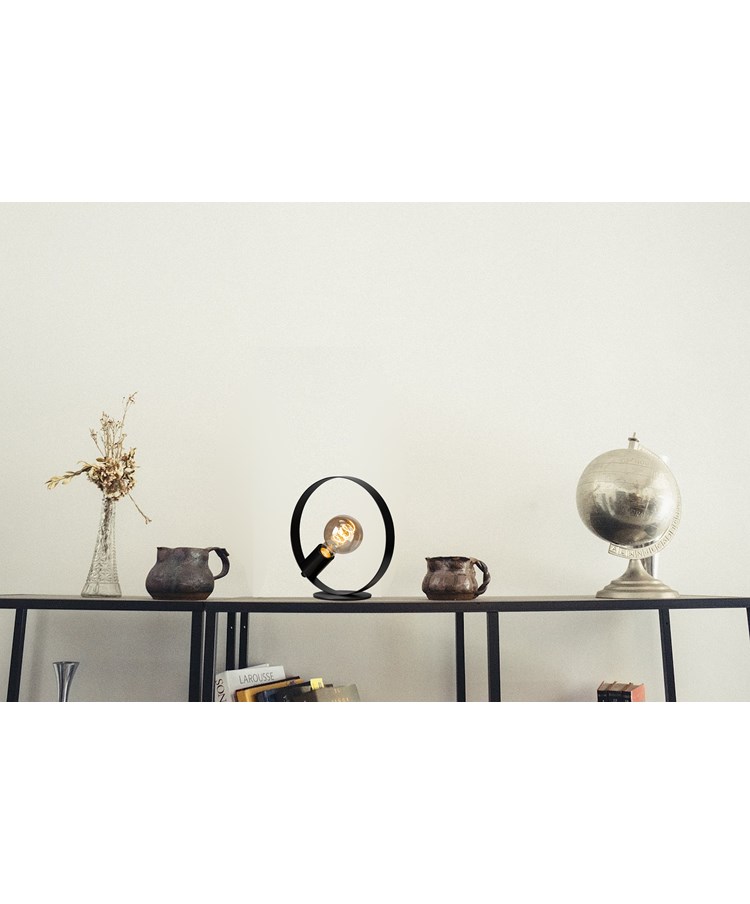 Hoople Matt Black Industrial Hoop Table Lamp