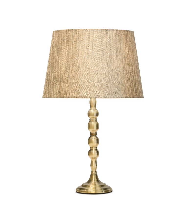 Bergen Slimline Antique Brass Candlestick Table Lamp w/ Gold Linen Shade Bergen Slimline Antique Brass Candlestick Table Lamp w/ Gold Linen Shade