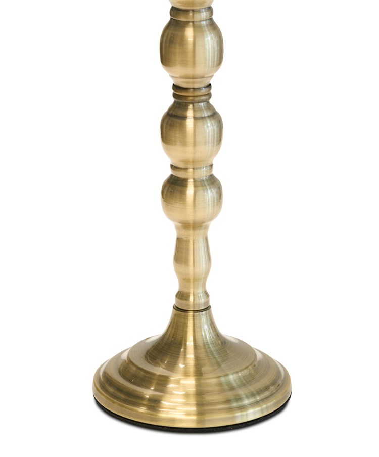 Bergen Slimline Antique Brass Candlestick Table Lamp with Coolie CR4 Linen Shade