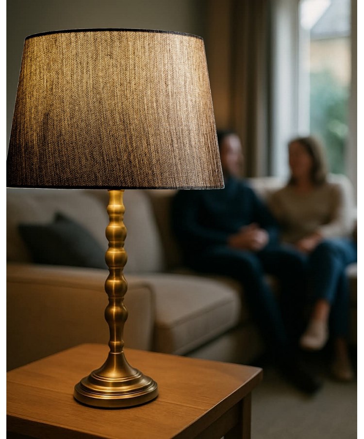 Bergen Antique Table Lamp with Dark Charcoal Shade Bergen Antique Table Lamp with Dark Charcoal Shade