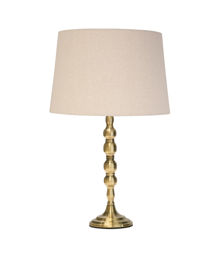 Bergen Slimline Antique Brass Candlestick Table Lamp with Natural Linen Shade Bergen Slimline Antique Brass Candlestick Table Lamp with Natural Linen Shade