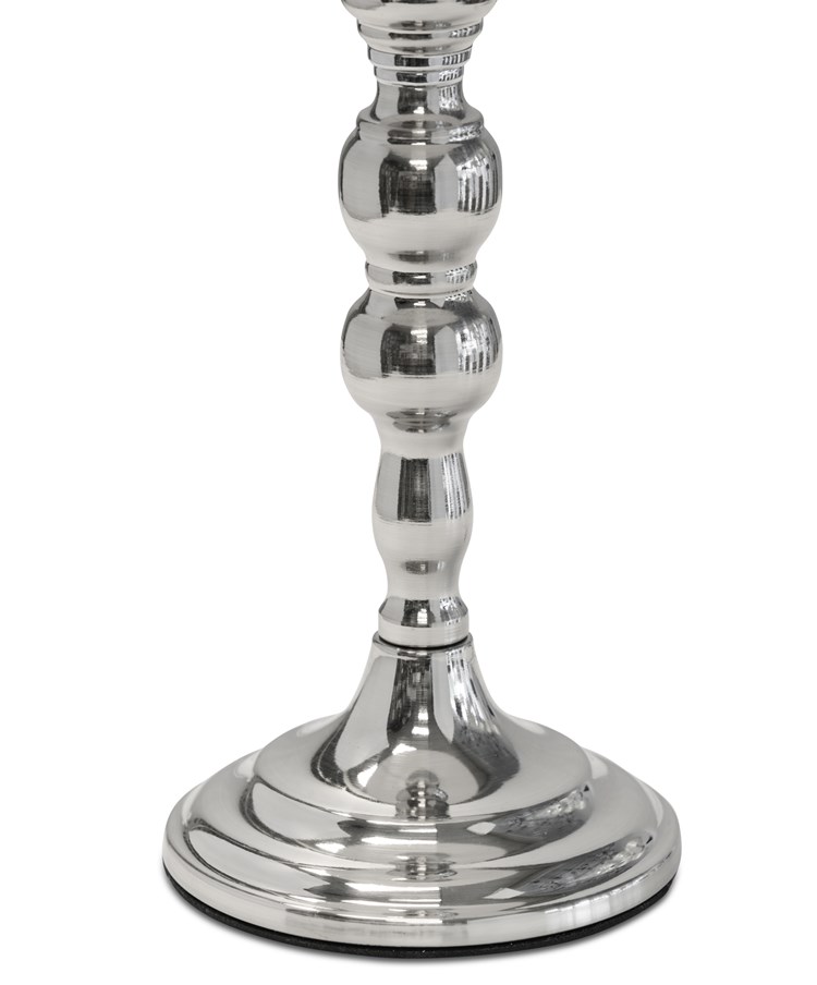 Bergen Slimline Silver Chrome Candlestick Table Lamp with Grey Linen Shade Bergen Slimline Silver Chrome Candlestick Table Lamp with Grey Linen Shade