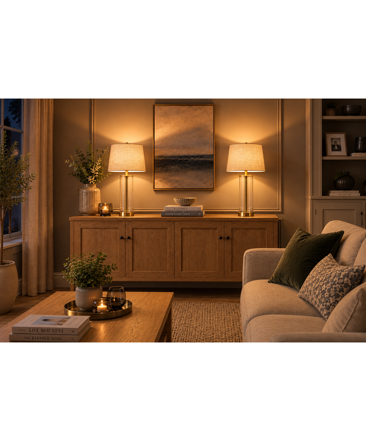 Arezo Gold Table Lamps with Beige Linen Shade (Pair) Arezo Gold Table Lamps with Beige Linen Shade (Pair)