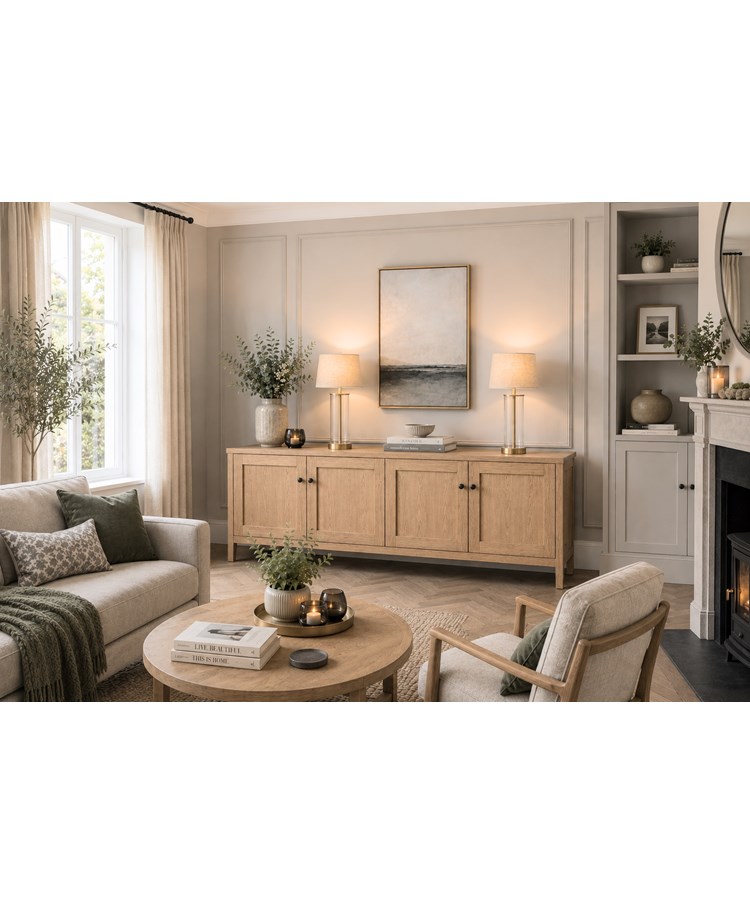 Arezo Gold Table Lamps with Beige Linen Shade (Pair)