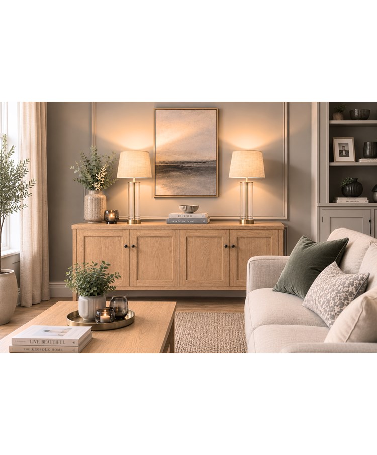 Arezo Gold Table Lamps with Beige Linen Shade (Pair)